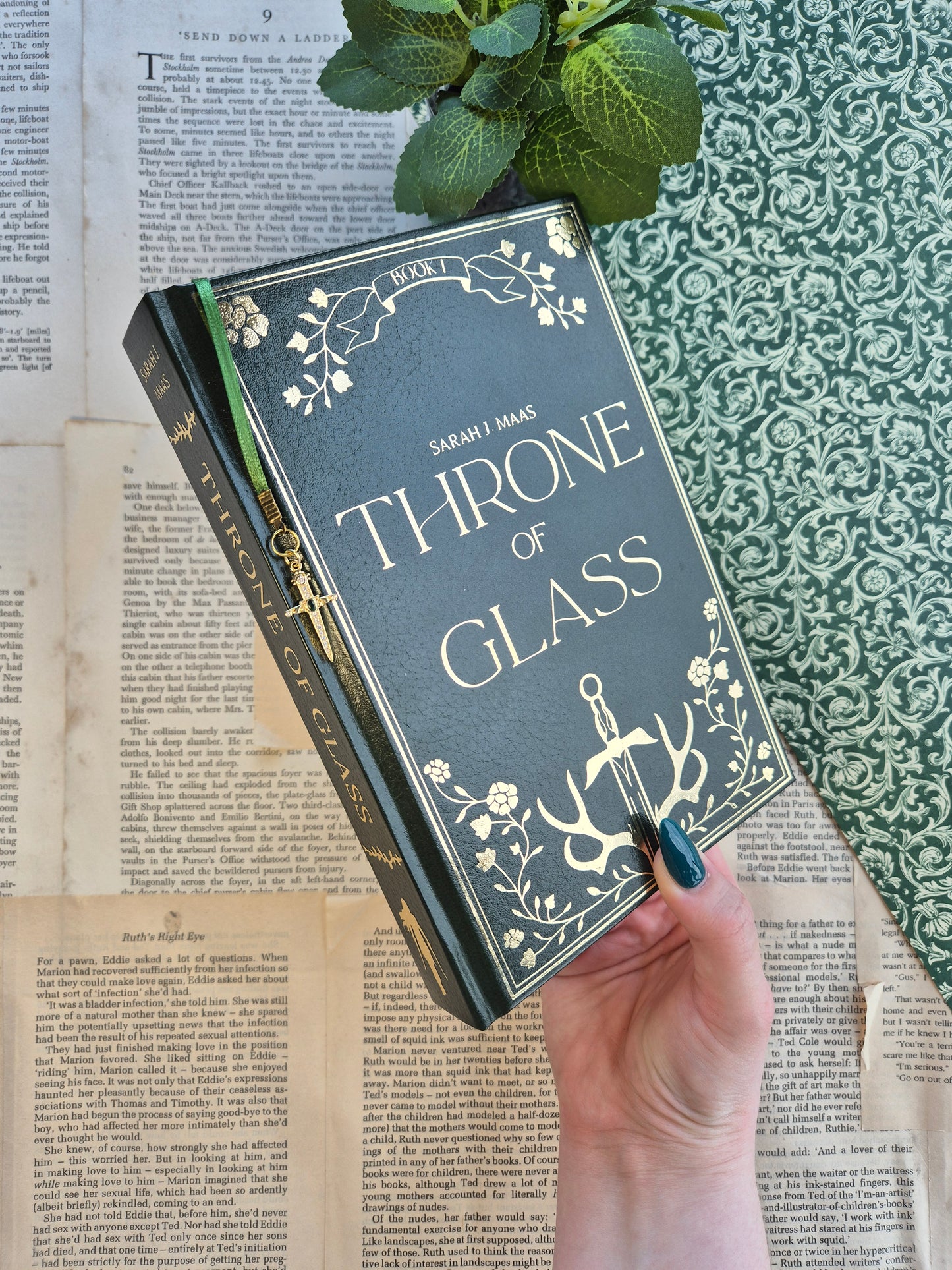 Throne of Glass Leather Rebind with Watercolour Edges