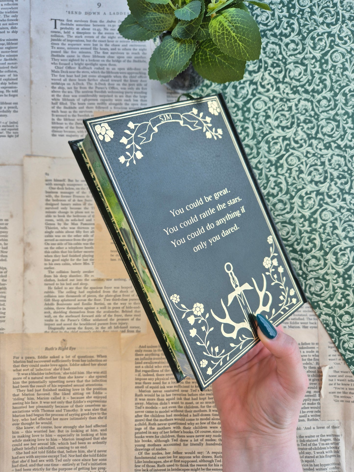 Throne of Glass Leather Rebind with Watercolour Edges