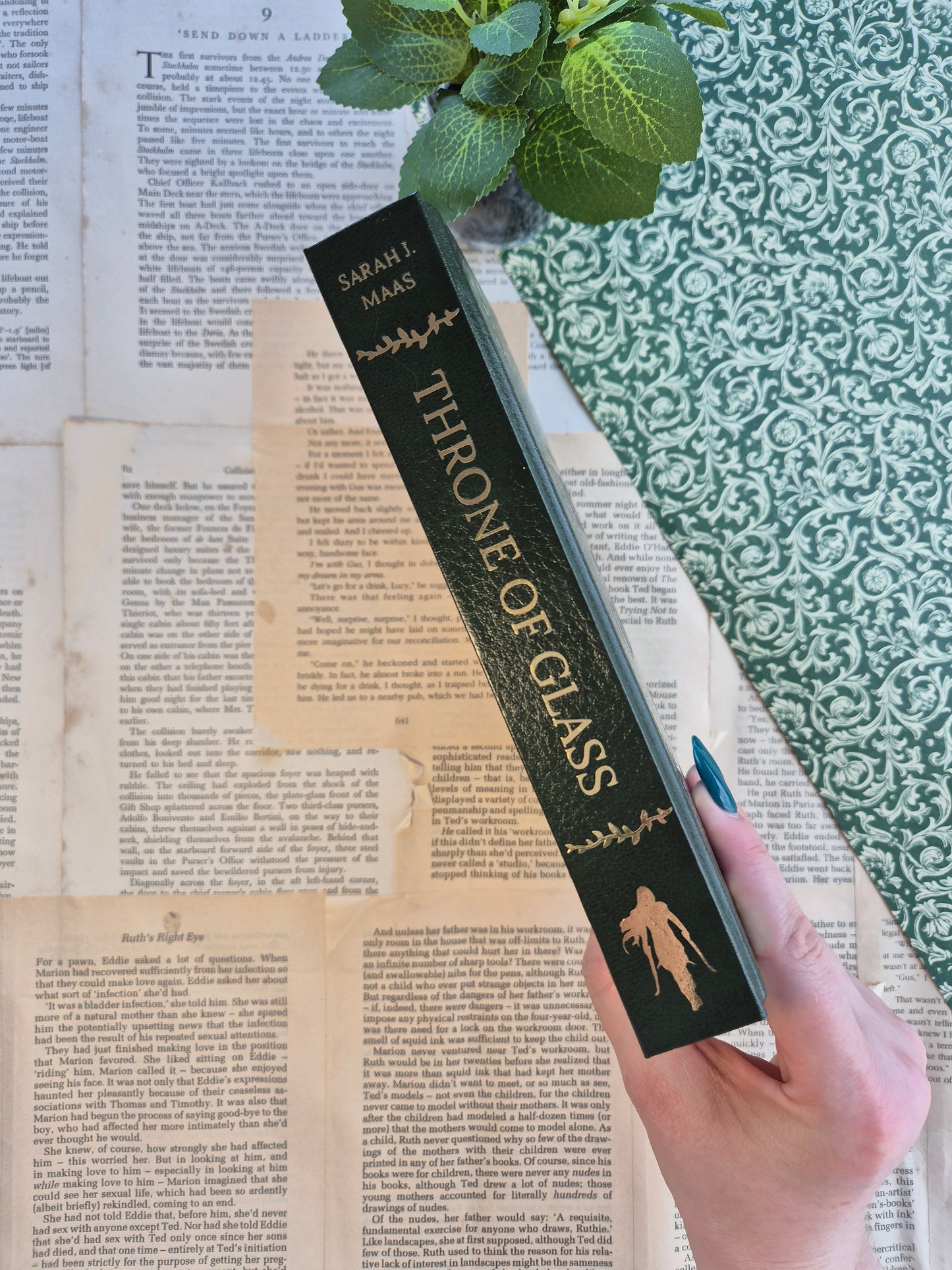 Throne of Glass Leather Rebind with Watercolour Edges