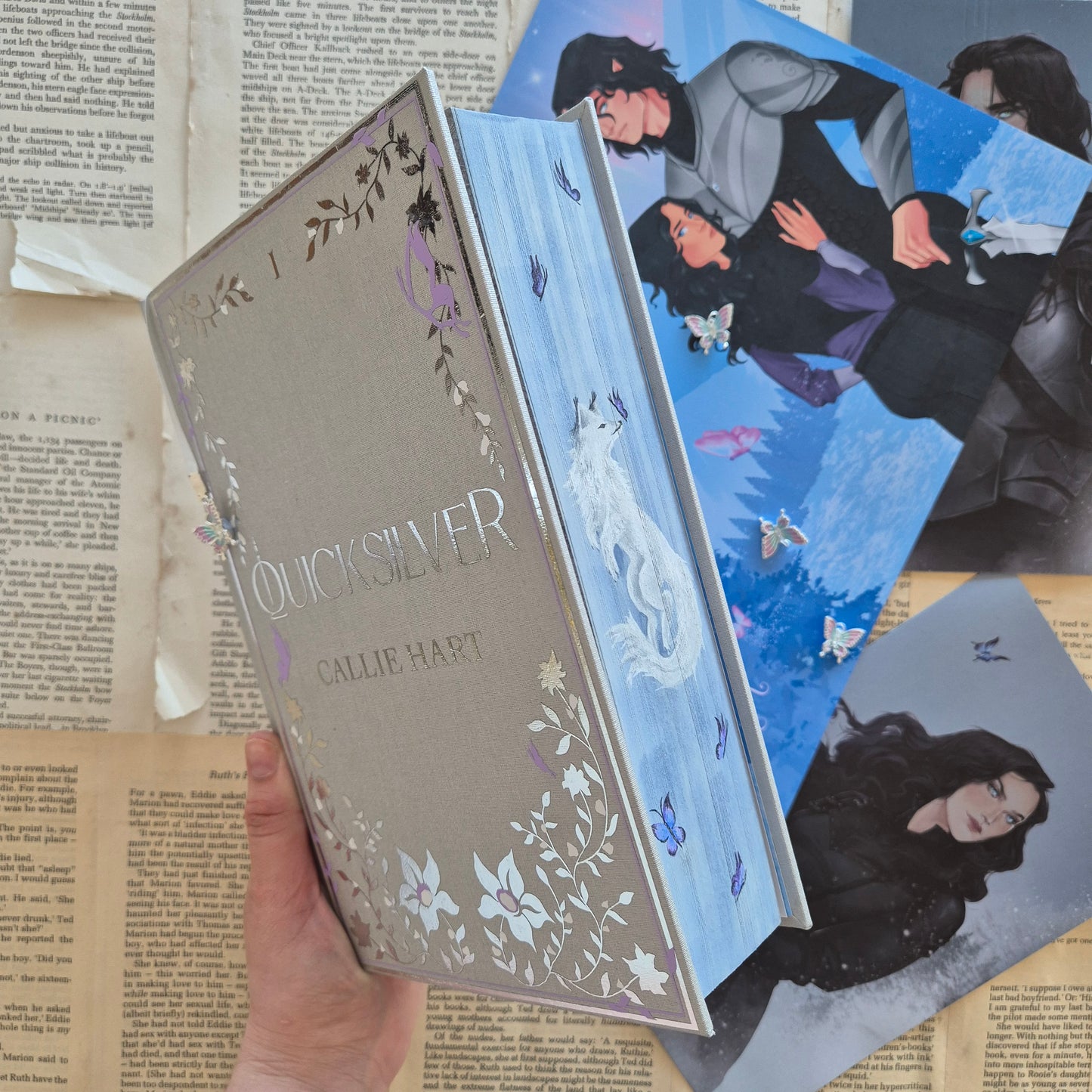 Quicksilver Rebind with Painted Edges and Custom Endpapers