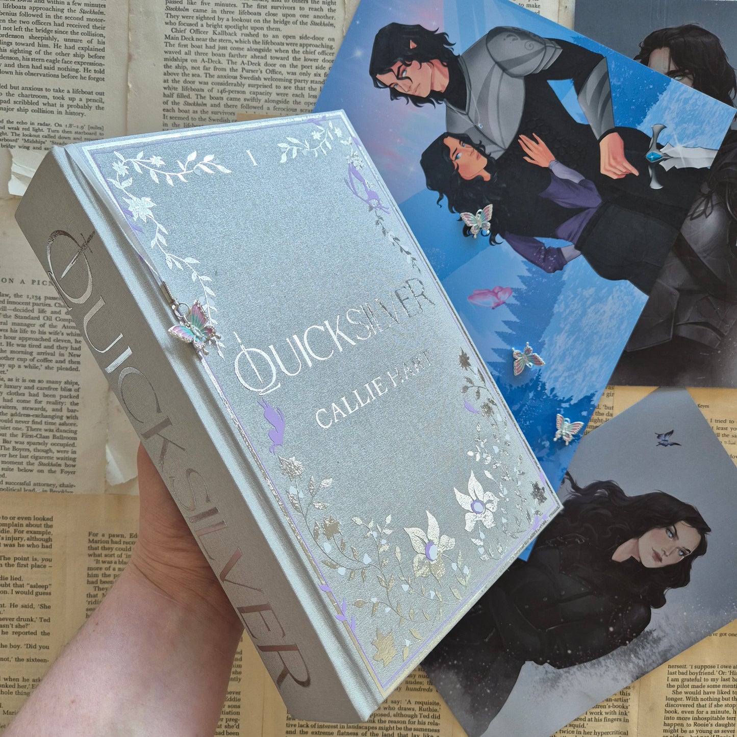 Quicksilver Rebind with Painted Edges and Custom Endpapers