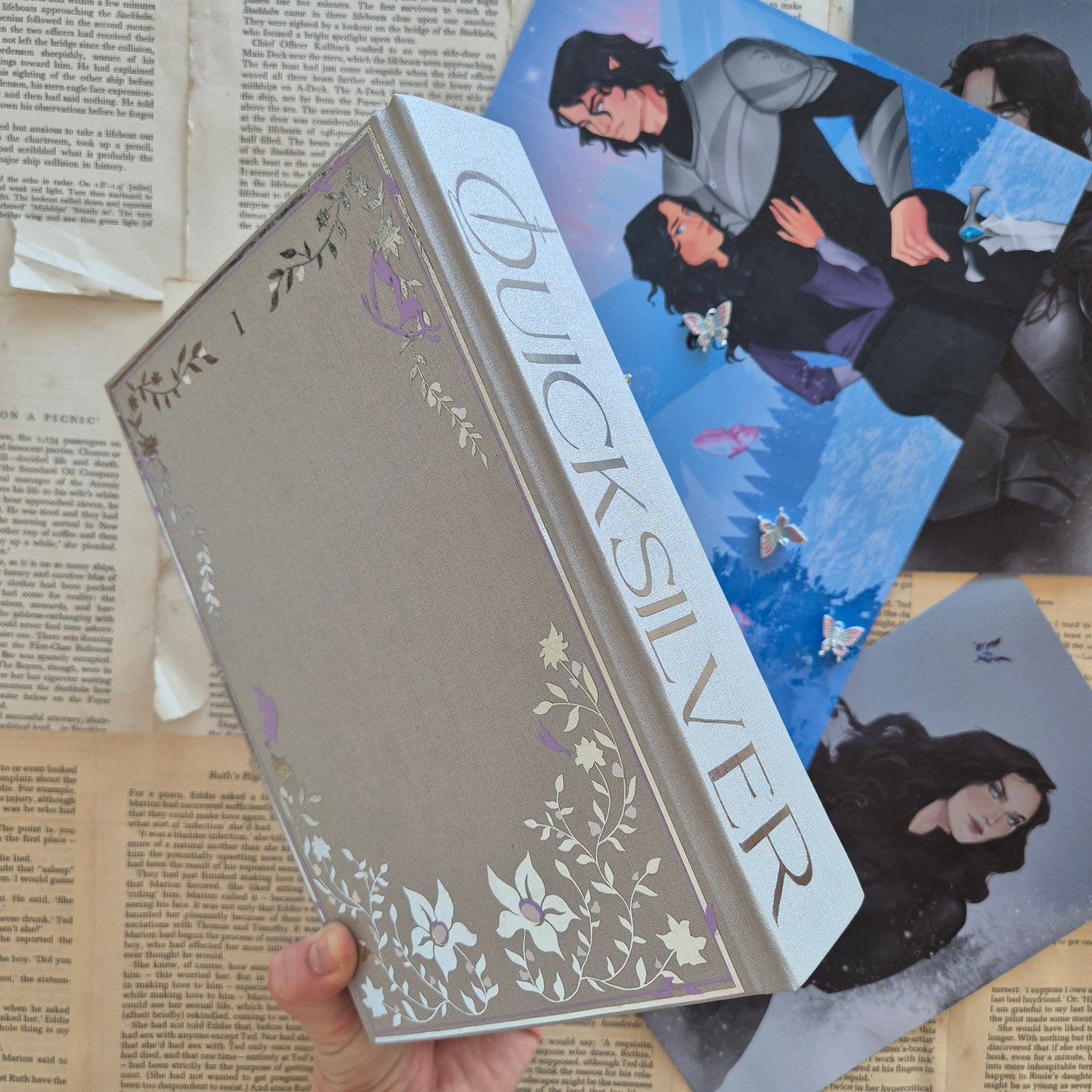 Quicksilver Rebind with Painted Edges and Custom Endpapers