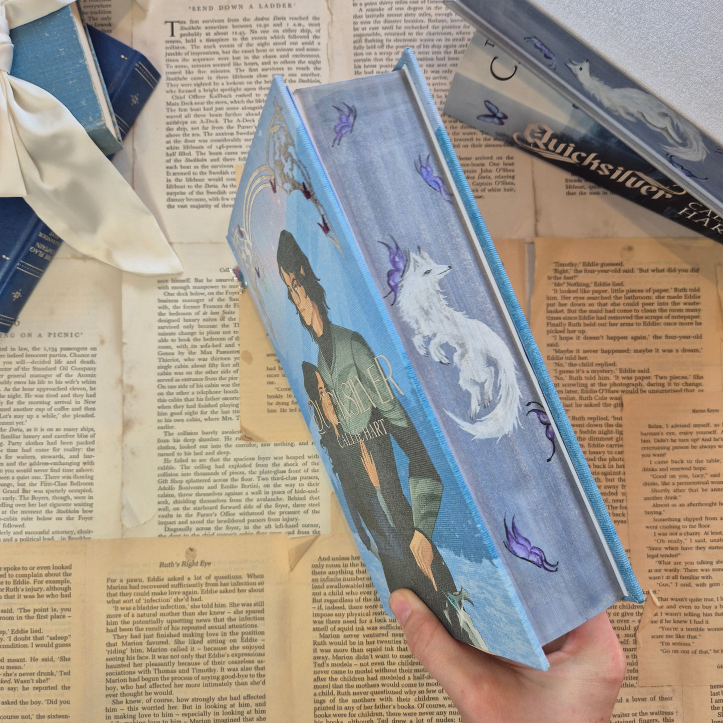 Quicksilver Rebind Special Edition - Hand Painted Edges, Custom Endpapers & Canvas Cover
