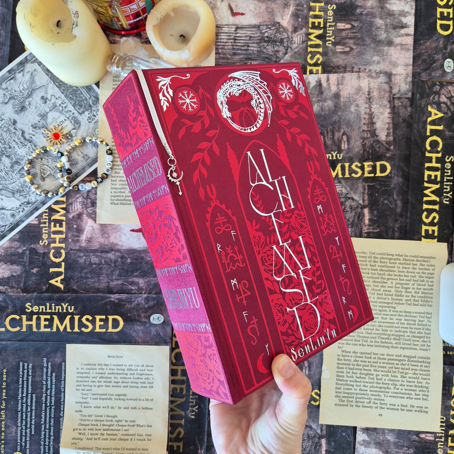 Red Alchemised Rebind With Karina Giada Endpapers