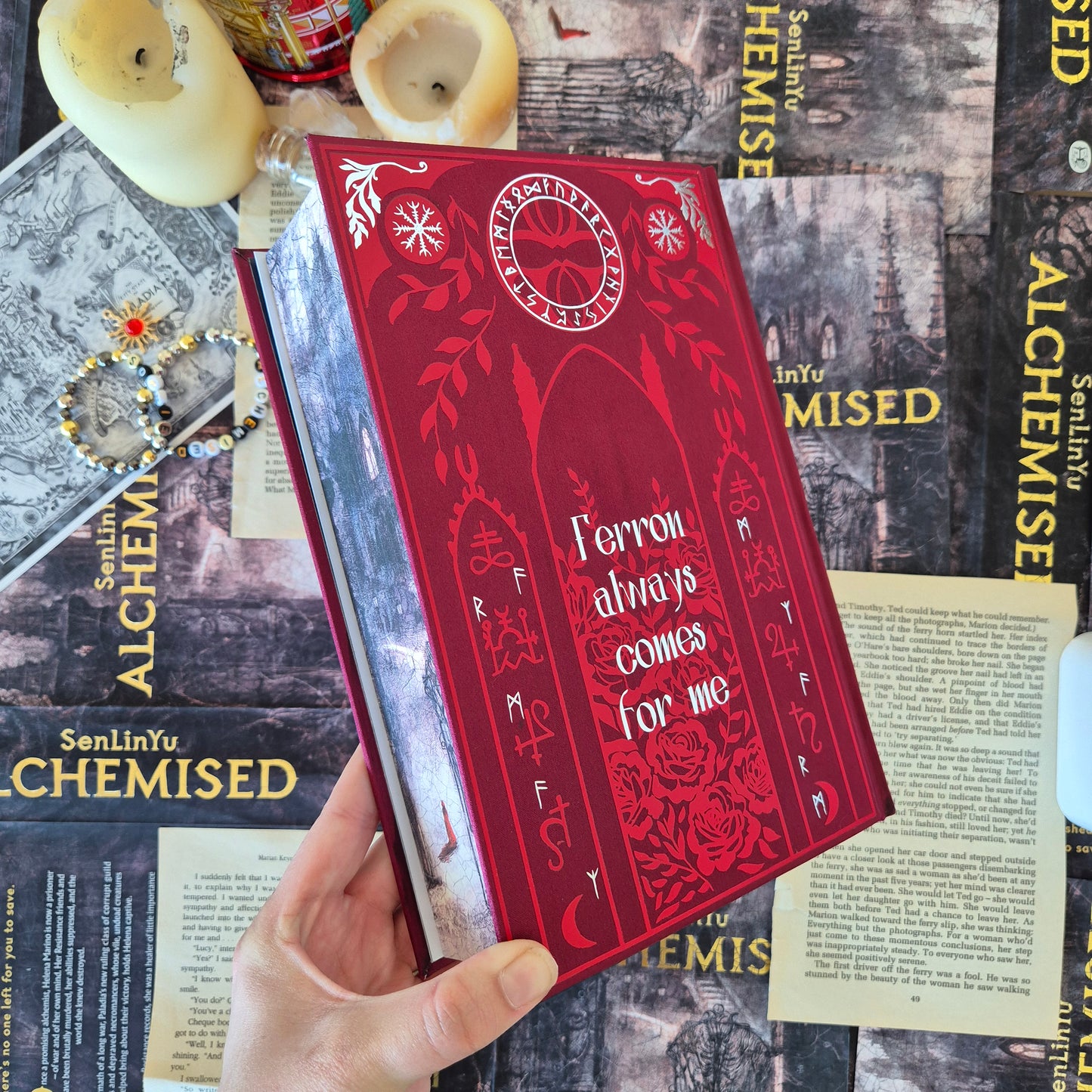 Red Alchemised Rebind With Karina Giada Endpapers