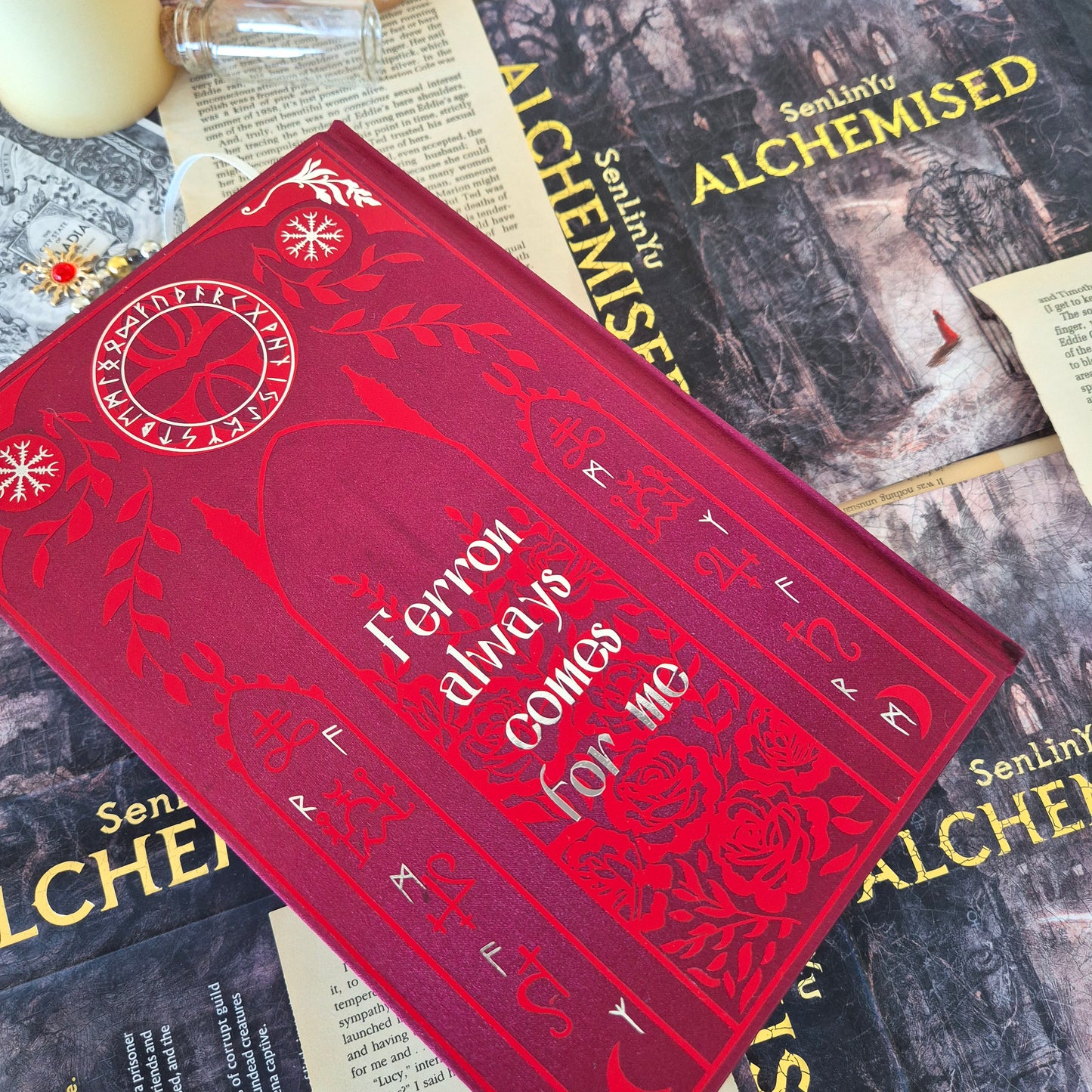 Red Alchemised Rebind With Karina Giada Endpapers