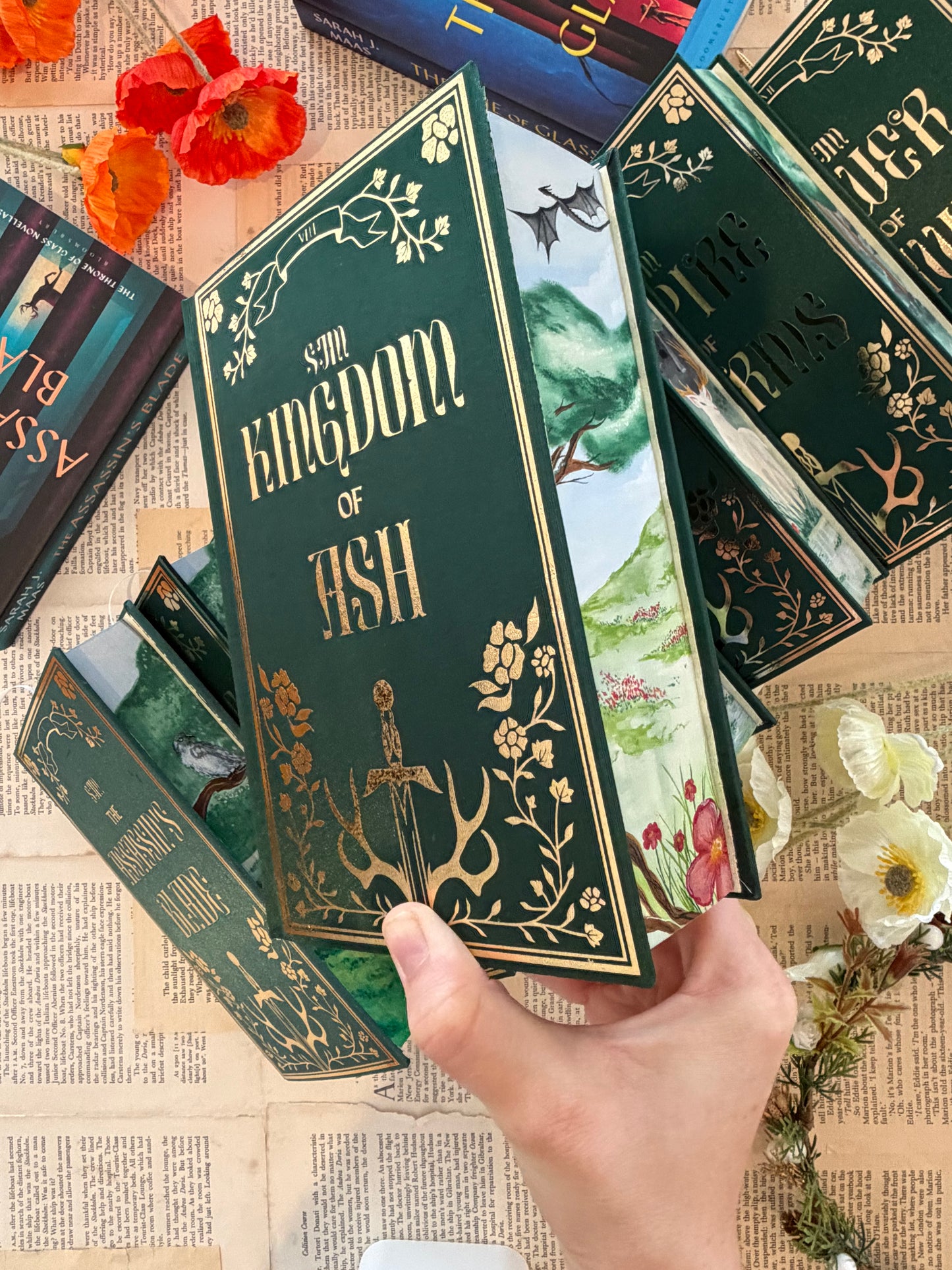 Throne Of Glass Set - Full Watercolour Edges